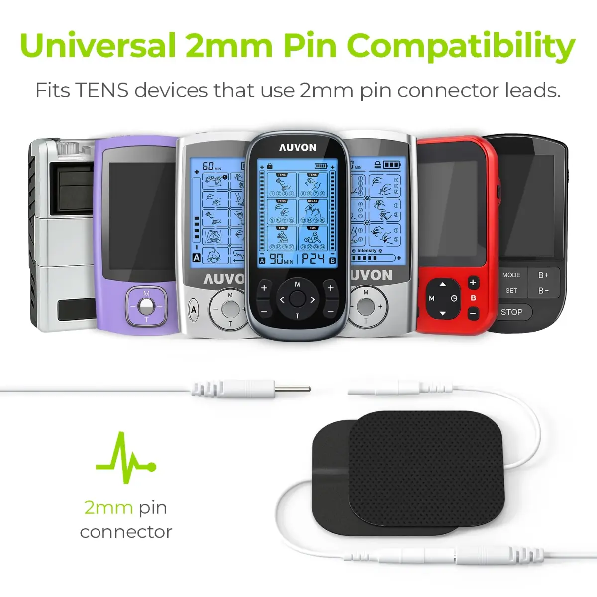 AUVON TENS Unit Electrode Pads Black 20-Count | Universal Compatibility for Pain Relief - view 6