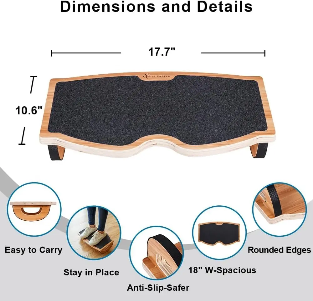 StrongTek Under Desk Footrest, Wooden Rocking Foot Rest, 350lbs, Non-Slip | Ergonomic Office Foot Support - view 5