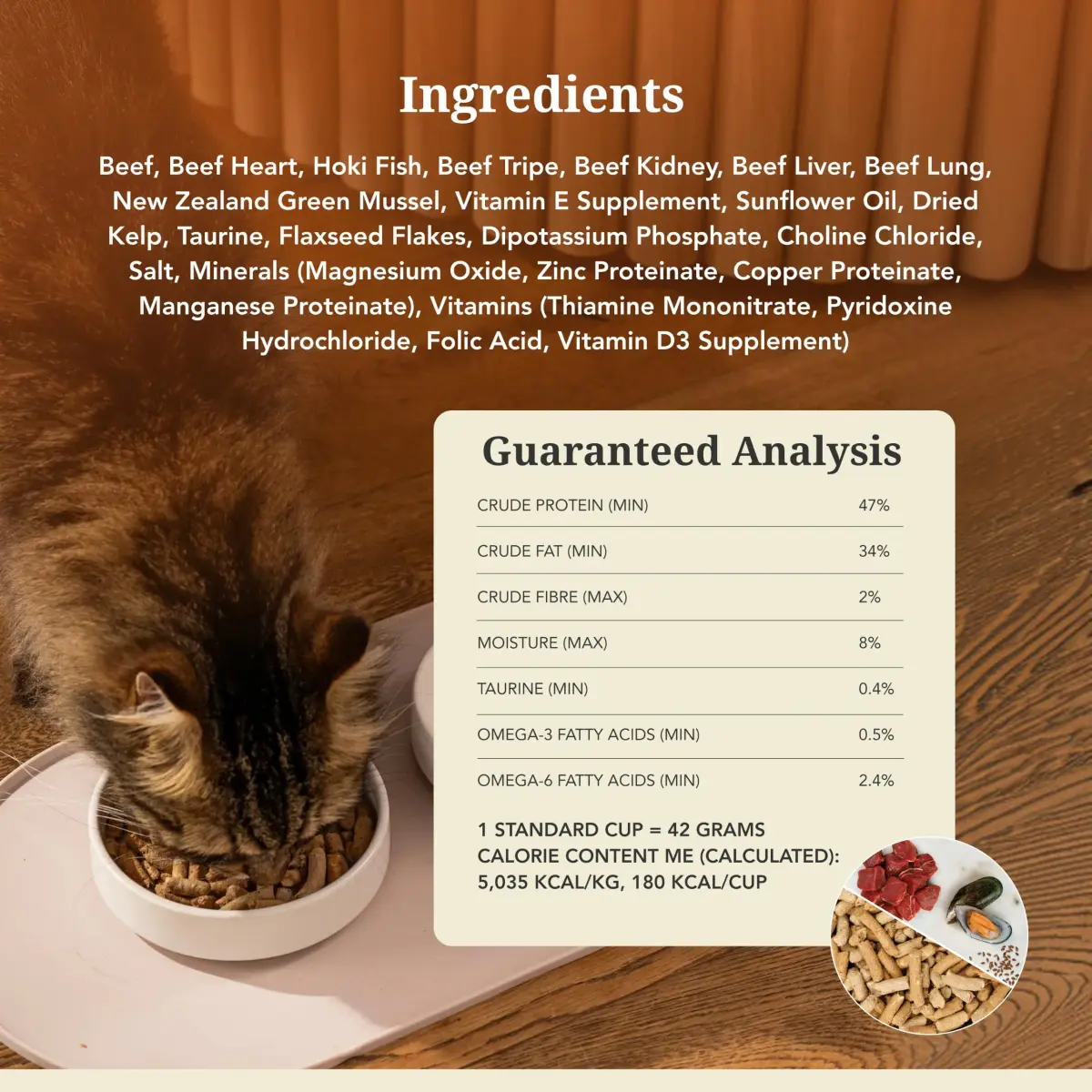 Feline Natural Beef & Hoki Freeze Dried Cat Food 100g (3.5oz) | 98% Meat High Protein Diet - view 7