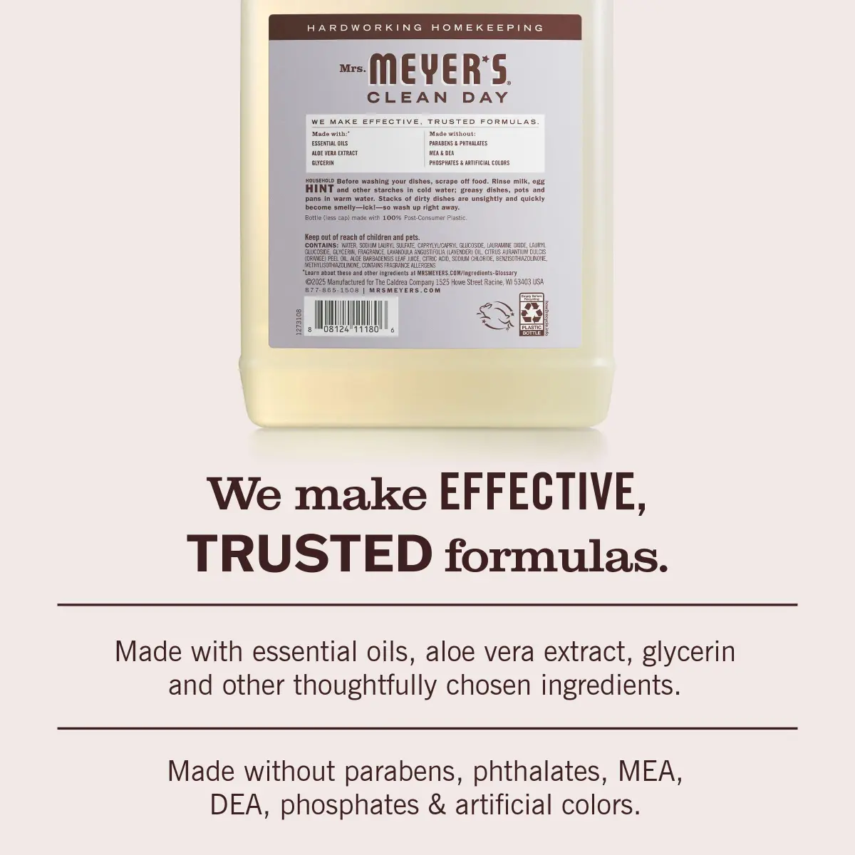 Mrs. Meyer's Clean Day Liquid Dish Soap Refill Lavender 1420ml (48 fl oz) | Biodegradable Formula - view 4