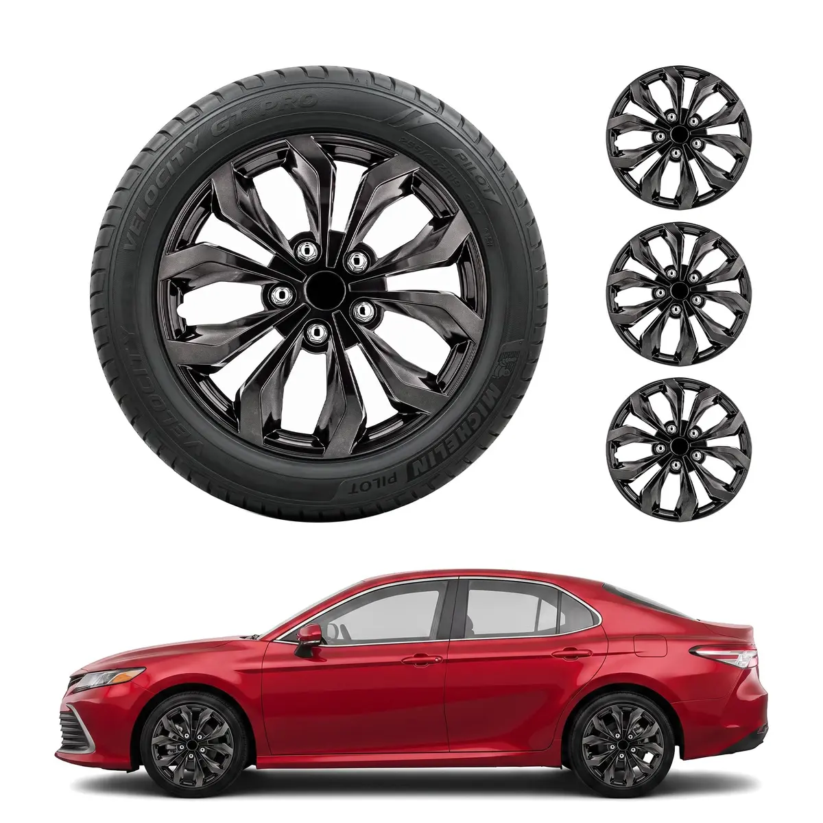 Pilot 17 Inch Hubcaps Set of 4 | Durable Steel Wheel Covers for Most Vehicles - main product image