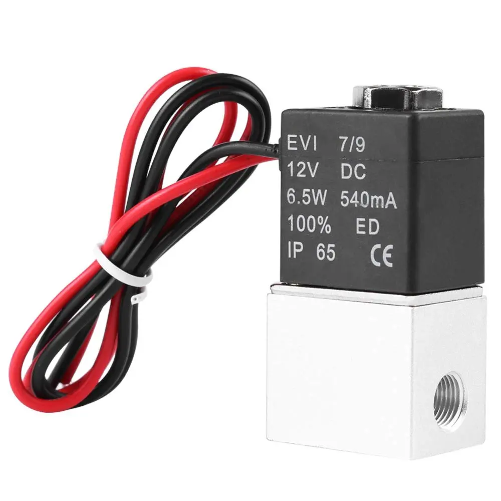 beduan 2 Way Normally Closed DC 12V Electric Solenoid Air Valve 1/8" NPT | Anodized Aluminum Body, 0.23Cv Flow - main product image