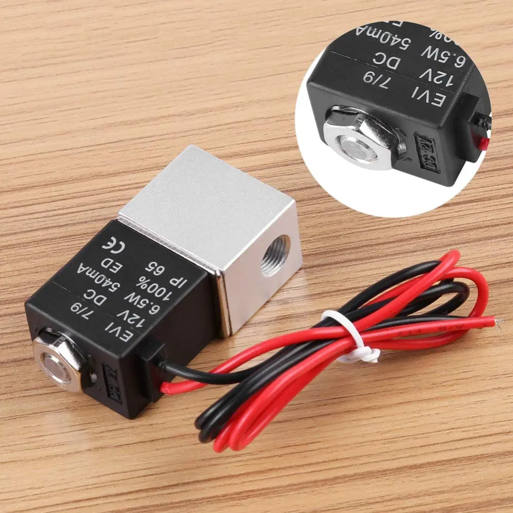 beduan 2 Way Normally Closed DC 12V Electric Solenoid Air Valve 1/8" NPT | Anodized Aluminum Body, 0.23Cv Flow - view 3