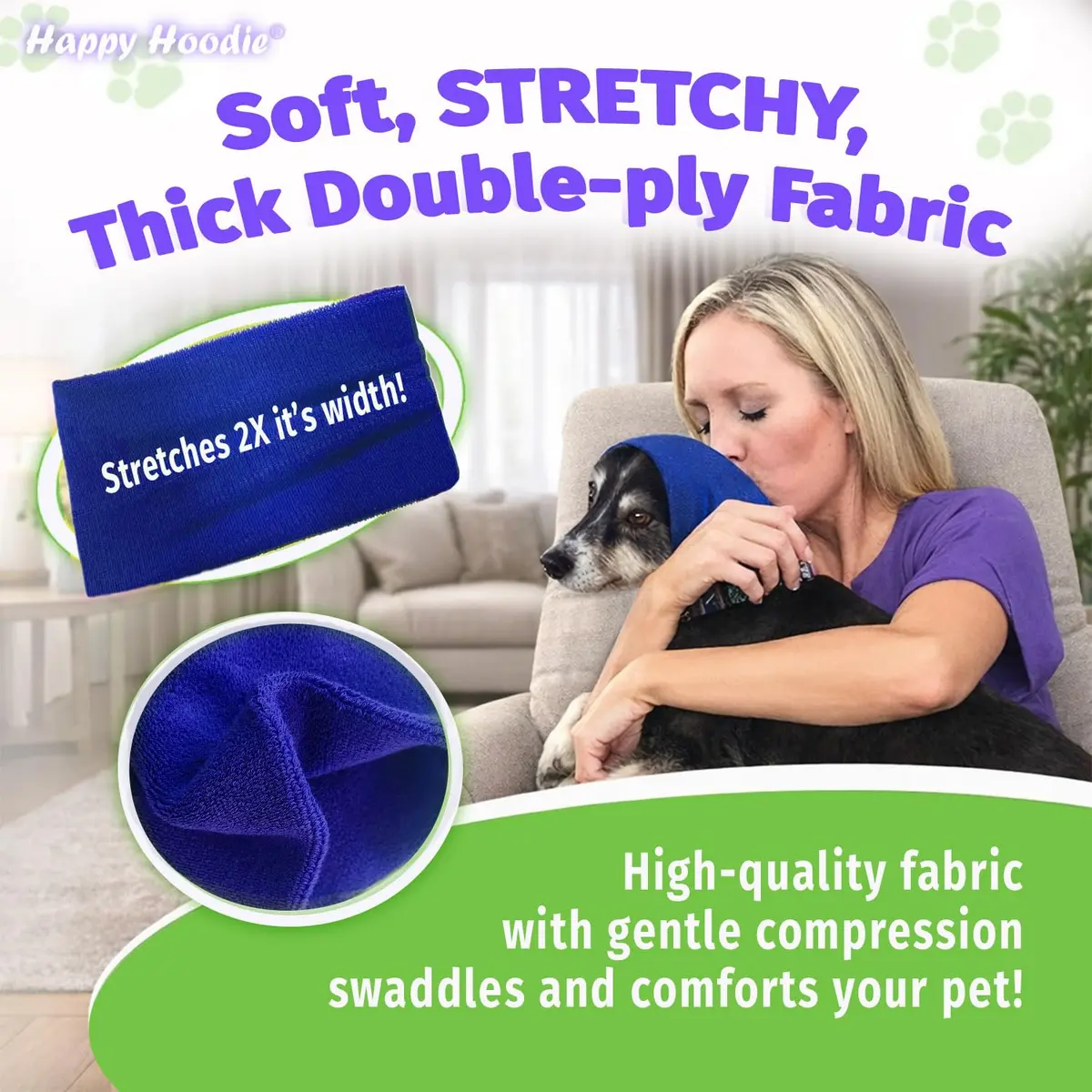 ZONI PETS Happy Hoodie The Original Dog & Cat Calming Band for Noise & Anxiety Relief | Stress & Noise Protector (100 words) - view 7
