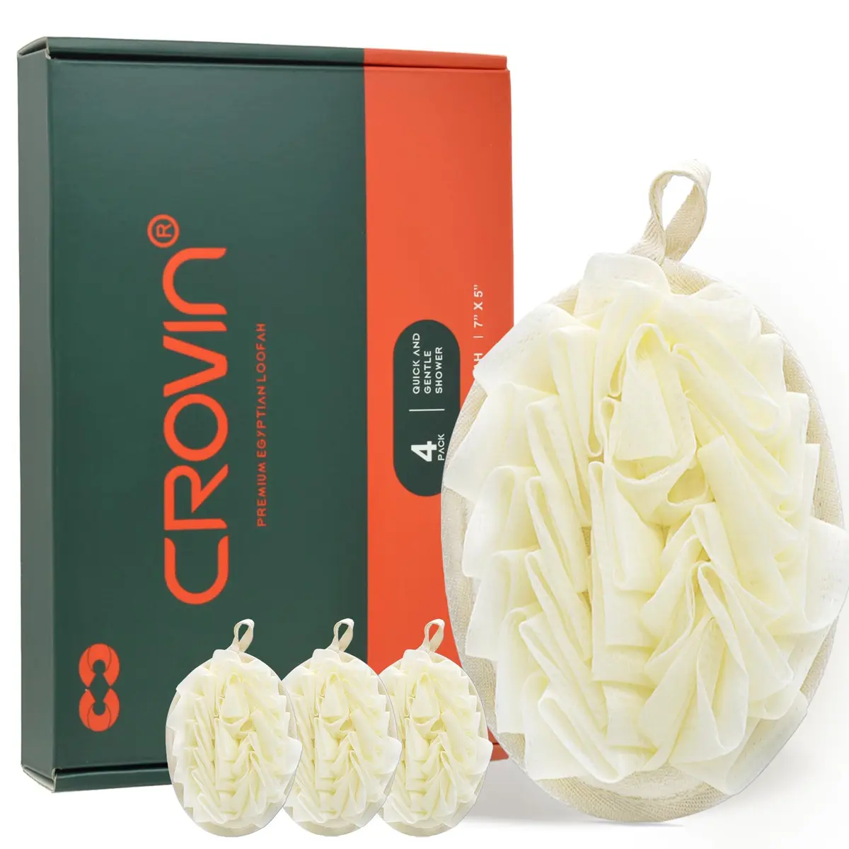 CROVIN Bath loofah Sponge for Shower, Mesh Bath Puff Shower Sponge Pack - main product image