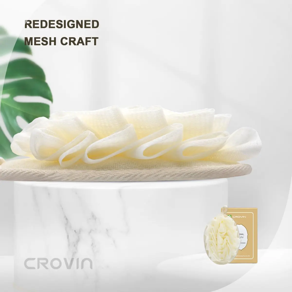 CROVIN Bath loofah Sponge for Shower, Mesh Bath Puff Shower Sponge Pack - view 3
