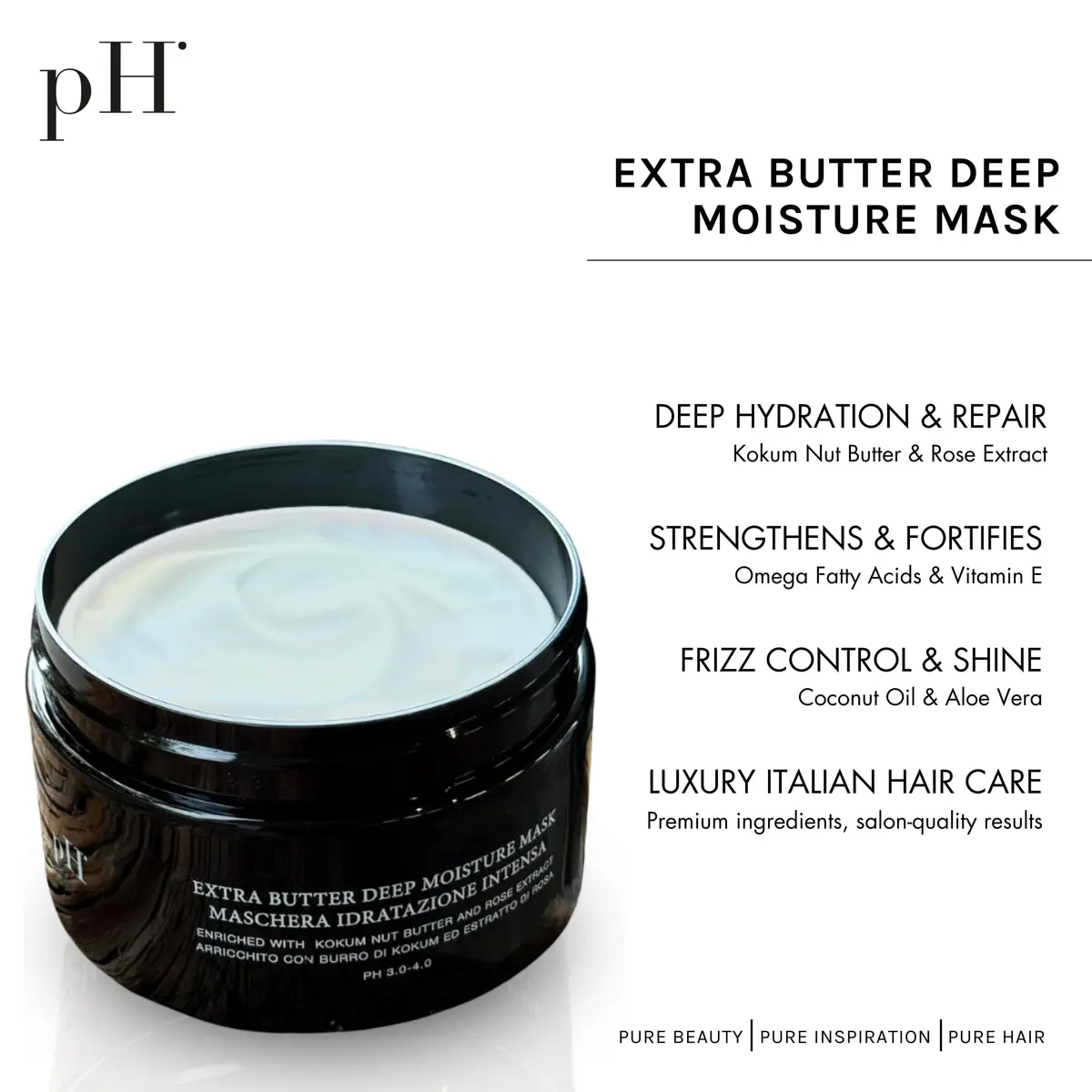 pH PURE HAIR Extra Butter Deep Moisture Hair Mask 6.7 oz | Hydrating & Repair for Dry Damaged Hair - view 9