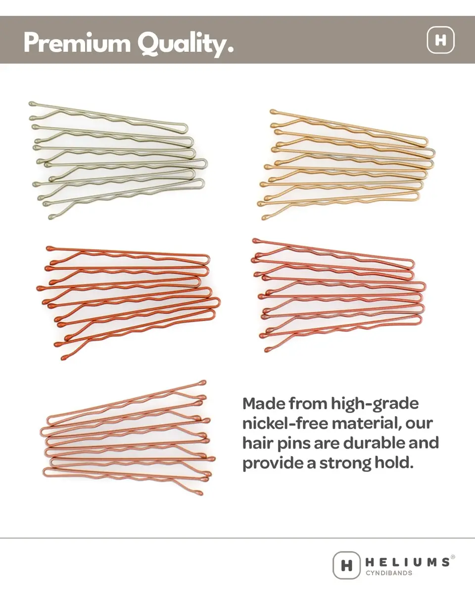 Heliums Bobby Pins - Light Ash Blonde - 2 Inch Wavy Hair Pins, Matte Metallic Color Blends with Light Ash Blonde Hair, 48 Count - view 4
