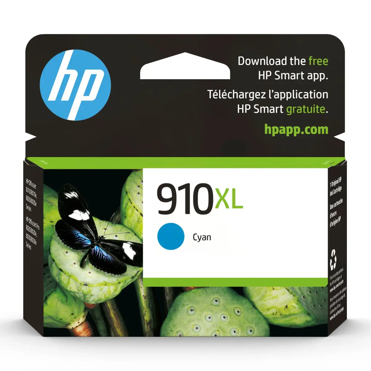 HP 910XL Cyan High-Yield Ink Cartridge 825 Pages | Fade-Resistant Documents & Brilliant Images - main product image