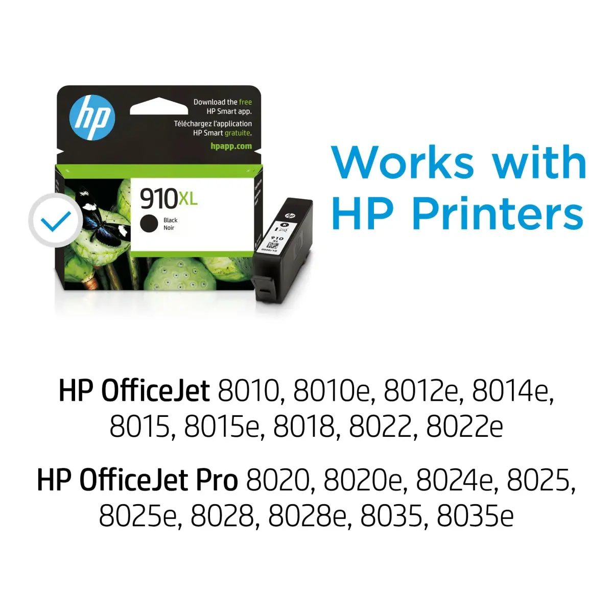 HP 910XL Black High-Yield Ink Cartridge | 825 Pages | Works with OfficeJet 8010, 8020 Series - view 2