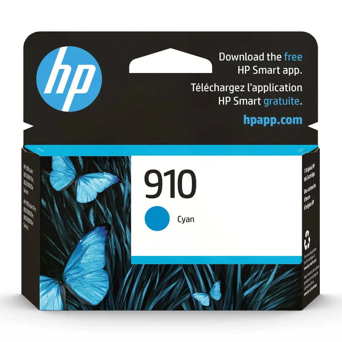 HP 910 Cyan Ink Cartridge | 315 Pages Yield | Works with HP OfficeJet 8010, 8015, 8020, 8030 Series - main product image