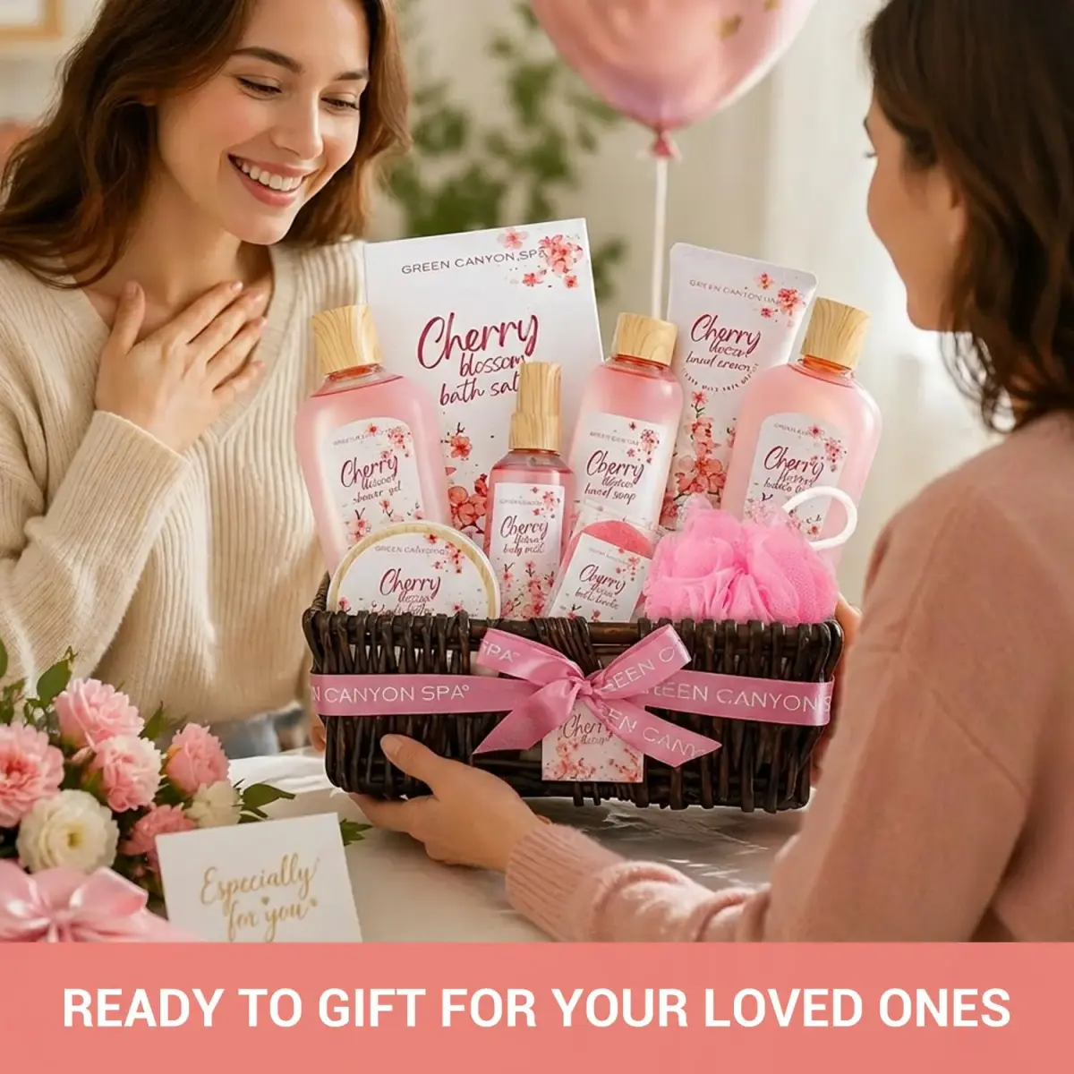 Green Canyon Spa 10pc Cherry Blossom Spa Gift Basket Set | Nourishing Hydration for Normal Skin - view 5
