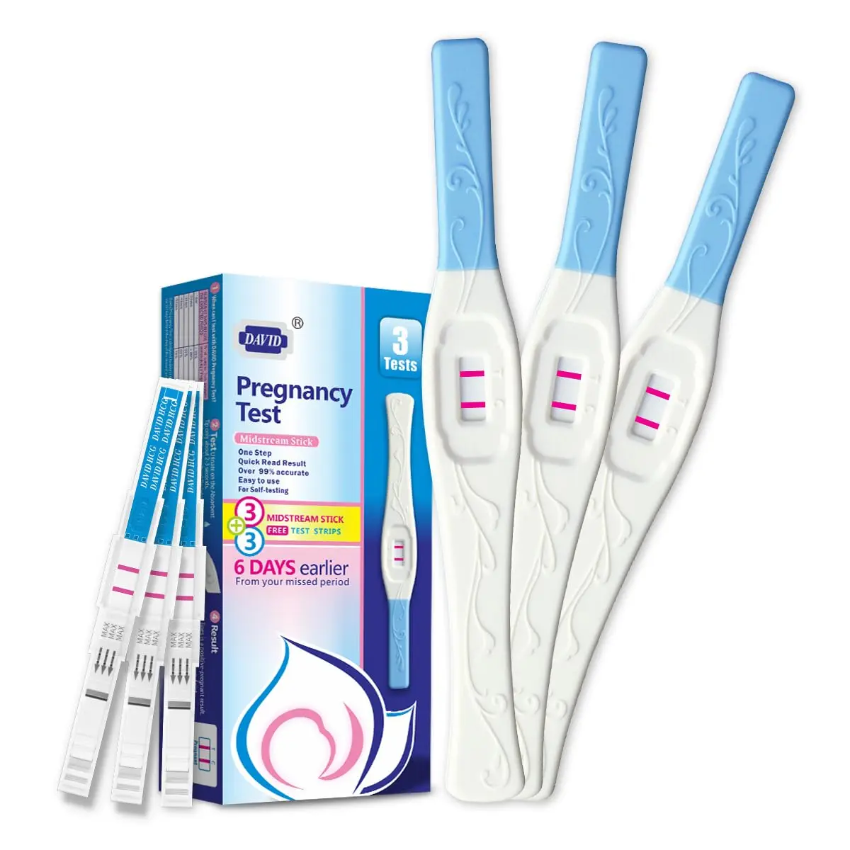 DAVID Home Pregnancy Test Kit, 6 Tests (3 Pens + 3 Crystal Sticks) | Early Detection & High Sensitivity - view 7