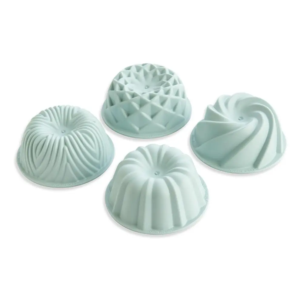 Nordic Ware Micro Mini Bundt Set, Four 1-Cup Servings, Sea Glass | Microwave & Dishwasher Safe - main product image