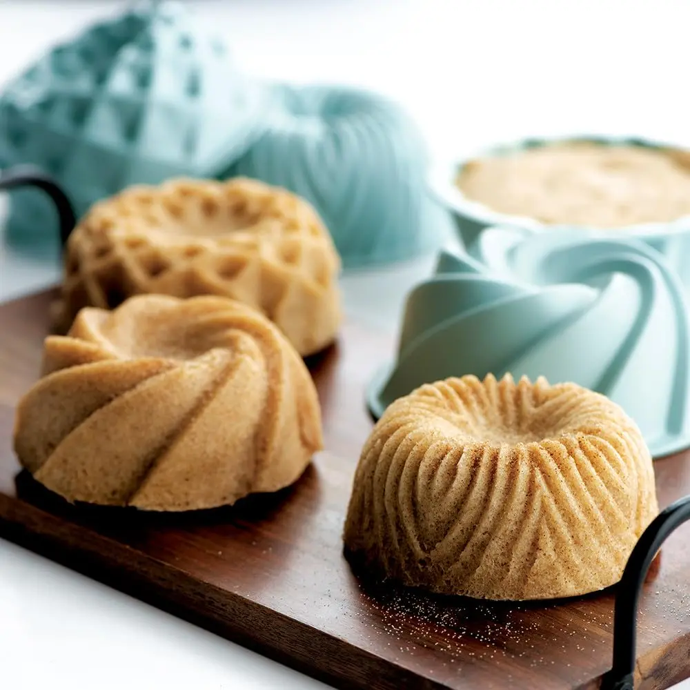 Nordic Ware Micro Mini Bundt Set, Four 1-Cup Servings, Sea Glass | Microwave & Dishwasher Safe - view 5