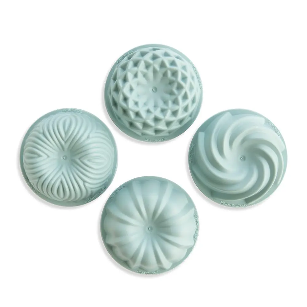 Nordic Ware Micro Mini Bundt Set, Four 1-Cup Servings, Sea Glass | Microwave & Dishwasher Safe - view 2