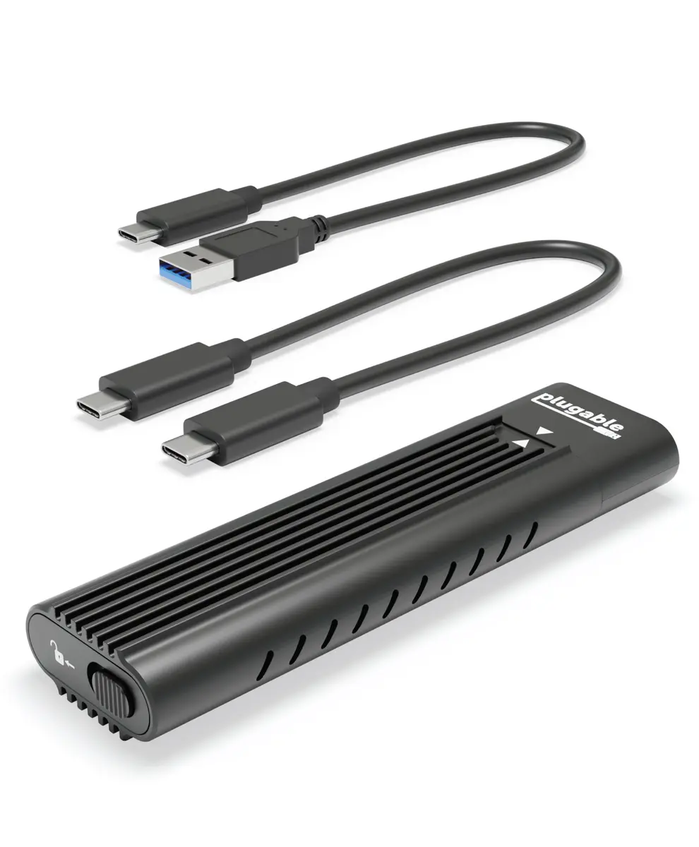 Plugable M.2 NVMe SSD Enclosure | Tool-Free, High-Speed USB-C & Thunderbolt 4 Support (70-120c) - main product image