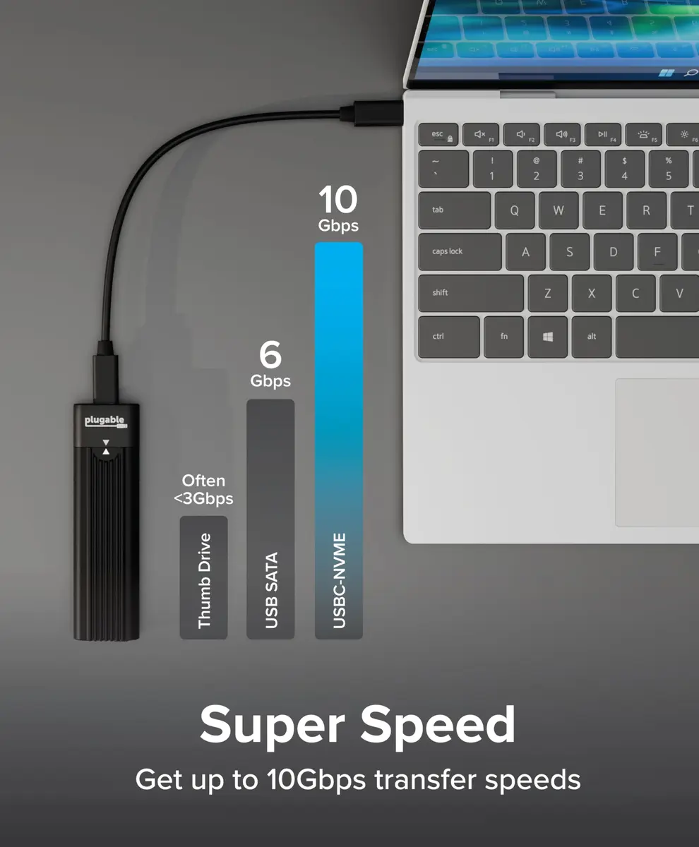 Plugable M.2 NVMe SSD Enclosure | Tool-Free, High-Speed USB-C & Thunderbolt 4 Support (70-120c) - view 5