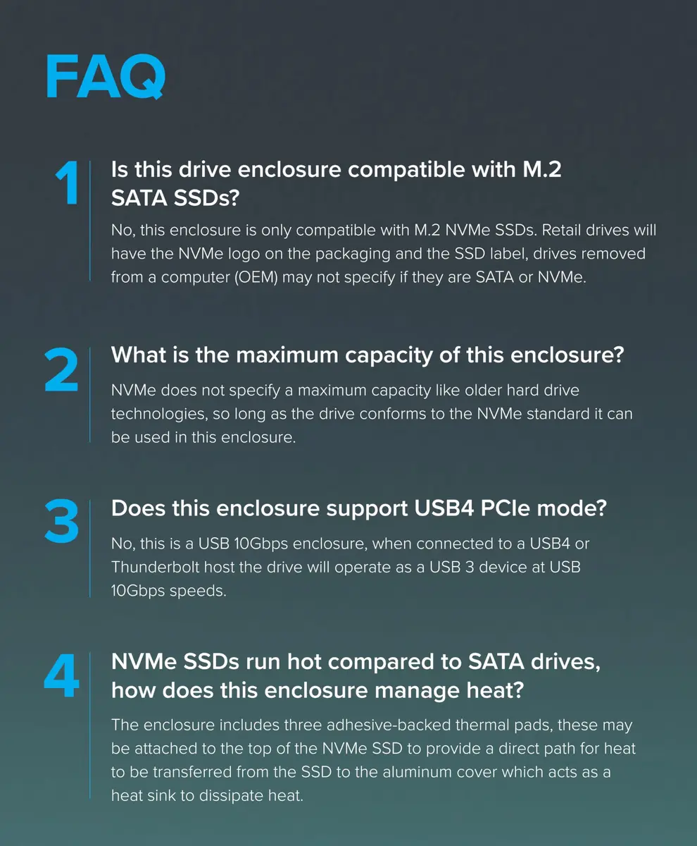 Plugable M.2 NVMe SSD Enclosure | Tool-Free, High-Speed USB-C & Thunderbolt 4 Support (70-120c) - view 8