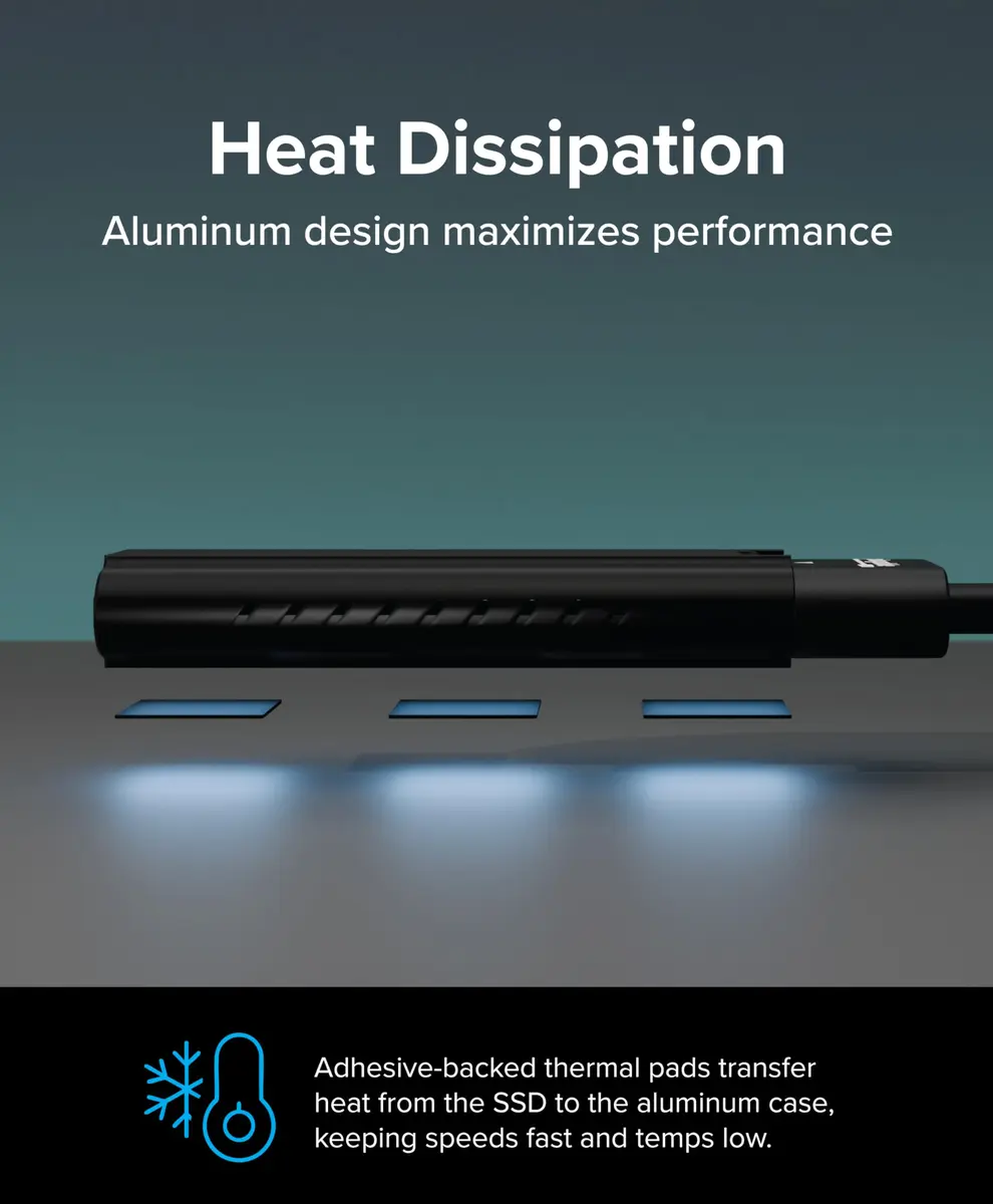 Plugable M.2 NVMe SSD Enclosure | Tool-Free, High-Speed USB-C & Thunderbolt 4 Support (70-120c) - view 3