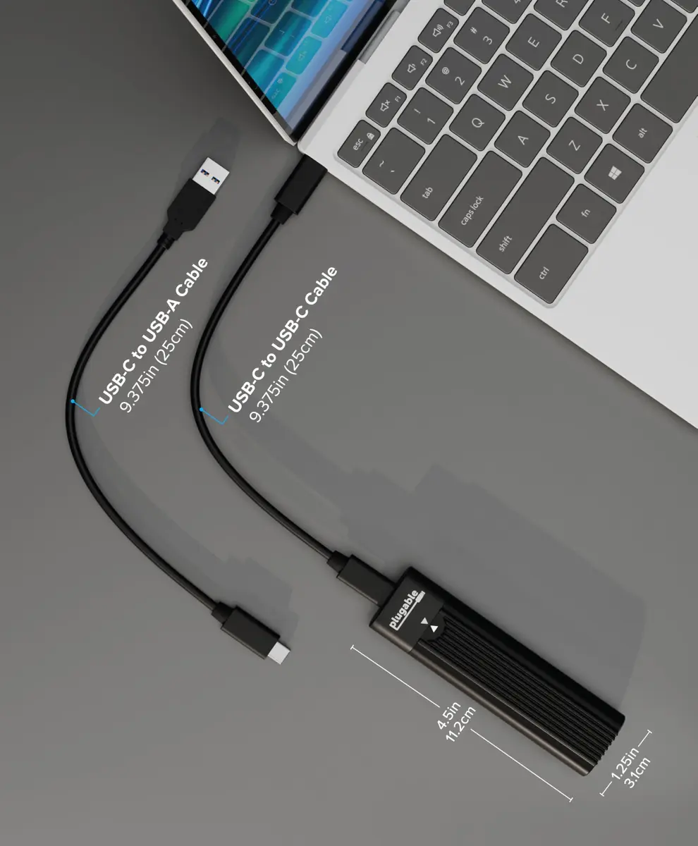 Plugable M.2 NVMe SSD Enclosure | Tool-Free, High-Speed USB-C & Thunderbolt 4 Support (70-120c) - view 4