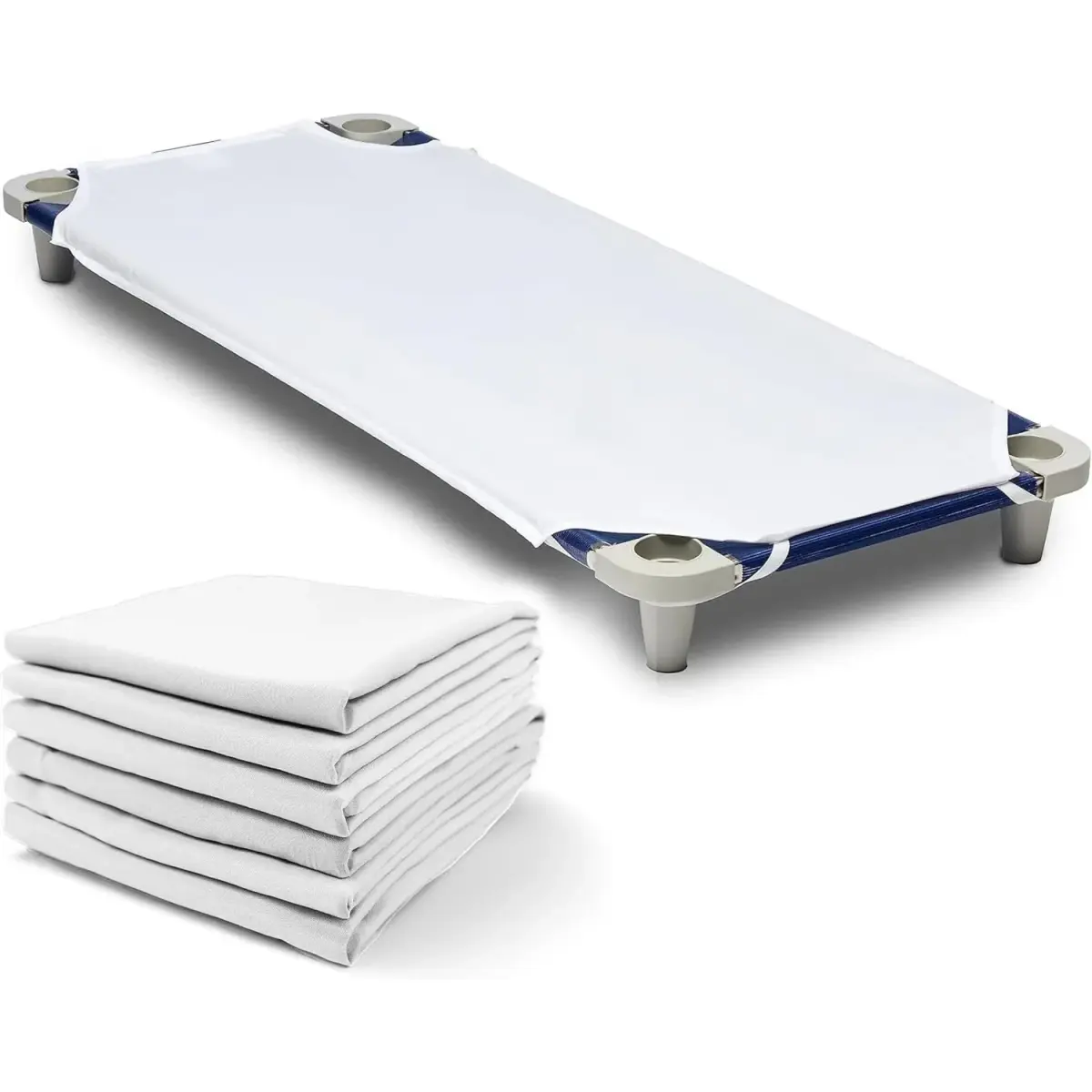 Rollee Pollee White Microfiber Cot Sheets 6-Pack | Soft & Durable Fitted Sheet for Daycare Naptime - main product image