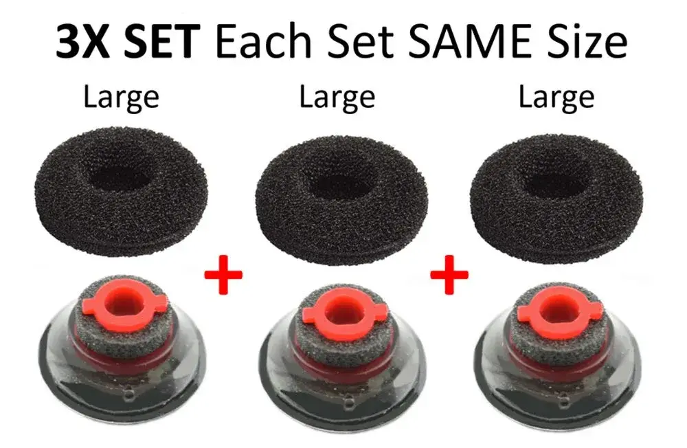WirelessFinest 3-Pack Large Replacement Ear Tips for Plantronics Voyager 5200/5220 Headsets | Foam Cushion Earbuds - view 8