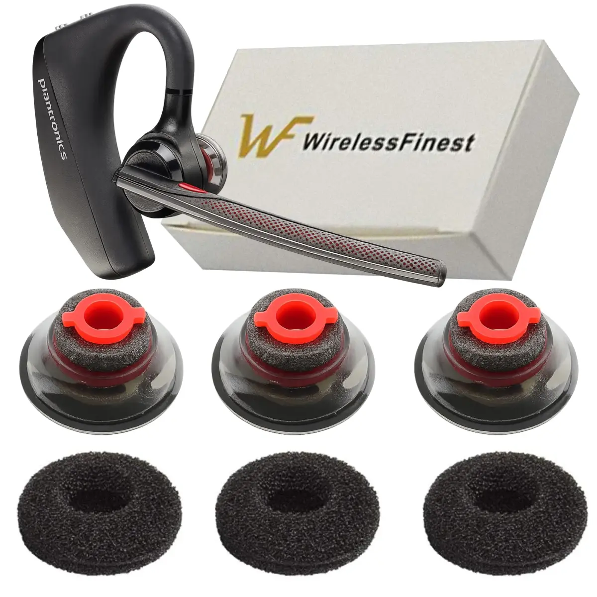 WirelessFinest 3X Comfort Eartips for Plantronics Voyager 5200 5220 5210 Medium (1 Pair) | All-Day Comfort Replacement Earbuds - main product image