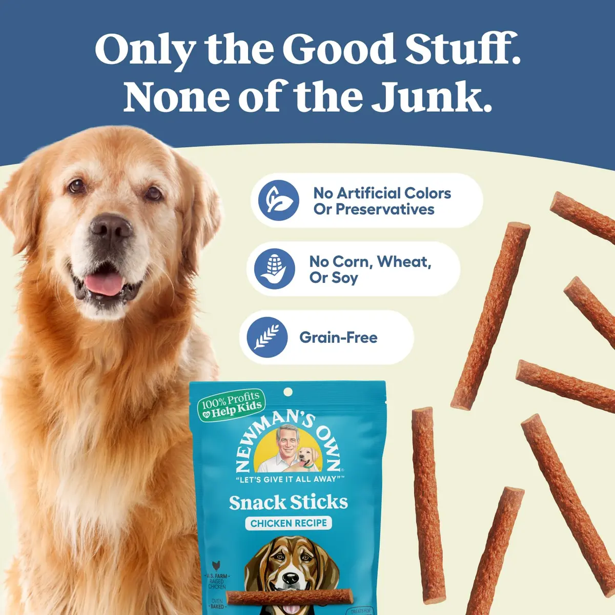 Newman's Own Snack Sticks - Dog Treats with US Farm-Raised Chicken 1 Count (Pack of 8) | Healthy Training & Reward - view 3