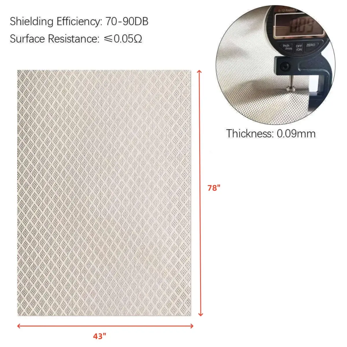 Amradield Faraday Copper Fabric EMI RFID Shielding 200cm x 108cm (78"x43") | Blocks WiFi, RF, Microwave Signals - view 6