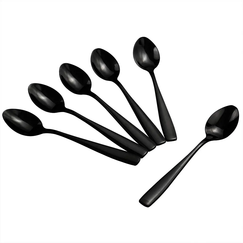 Teyyvn Stainless Steel Tea Spoons 16-Piece Black Small Spoon | Durable & Mirror Finish (14.94cm) - main product image
