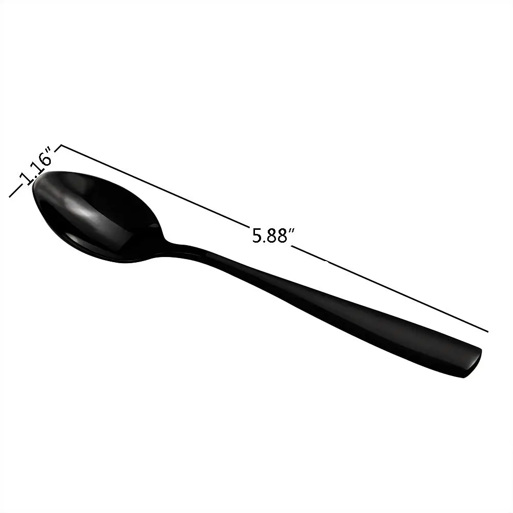 Teyyvn Stainless Steel Tea Spoons 16-Piece Black Small Spoon | Durable & Mirror Finish (14.94cm) - view 2