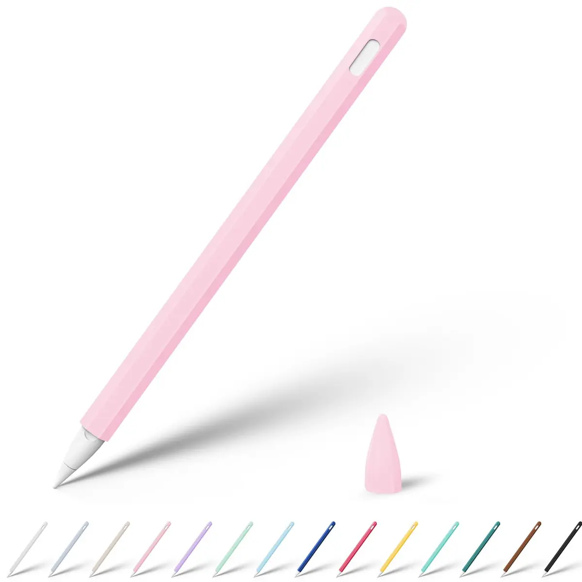 KELIFANG Silicone Case for Apple Pencil 2nd Gen & Pro 2024 | Pink Protective Sleeve & Tip Cap (70-120 chars) - main product image