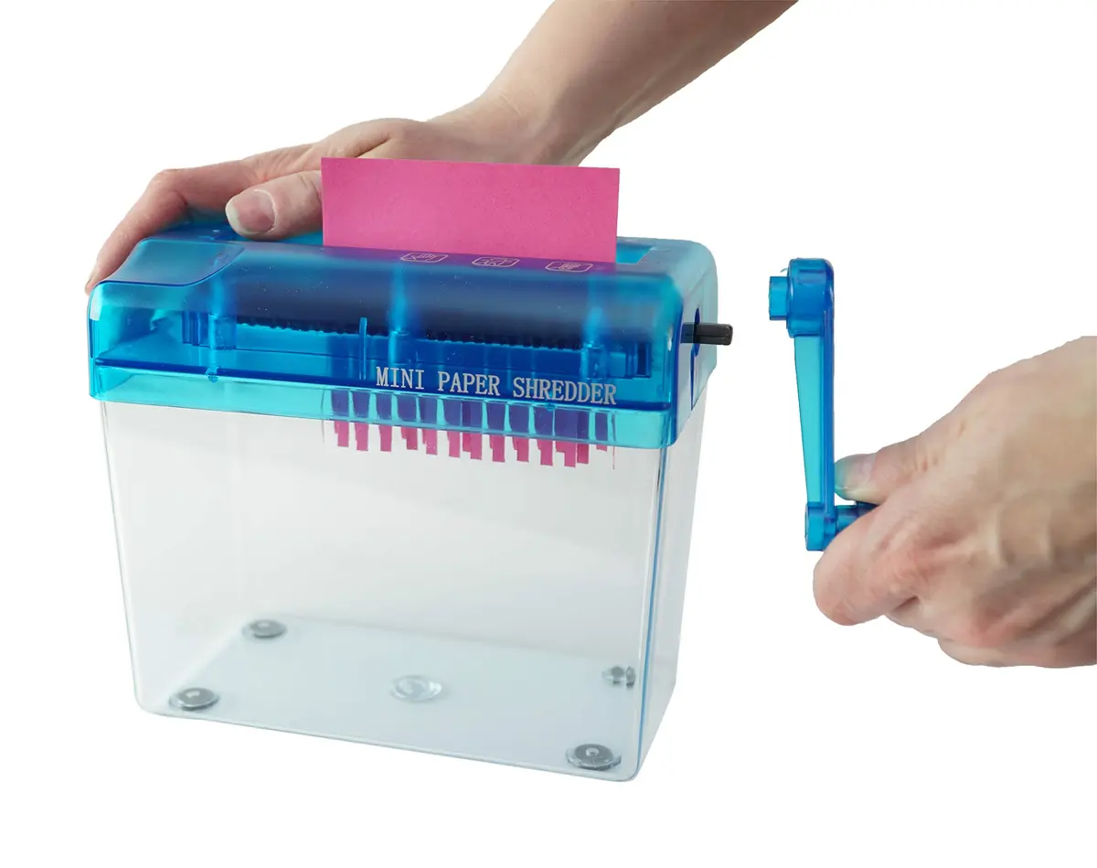 Home-X Hand Crank Paper Document Shredder | Portable Manual Office & Classroom Supplies - view 5