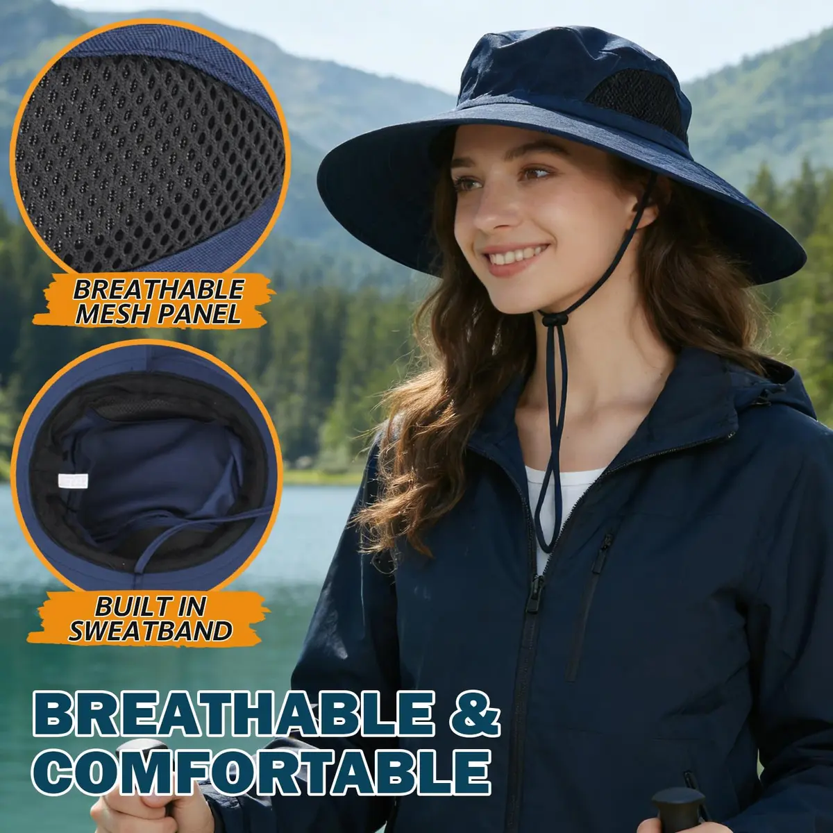 EINSKEY Wide Brim Sun Hat, UPF 50+ UV Protection Waterproof Packable Bucket Hat for Men & Women - view 5