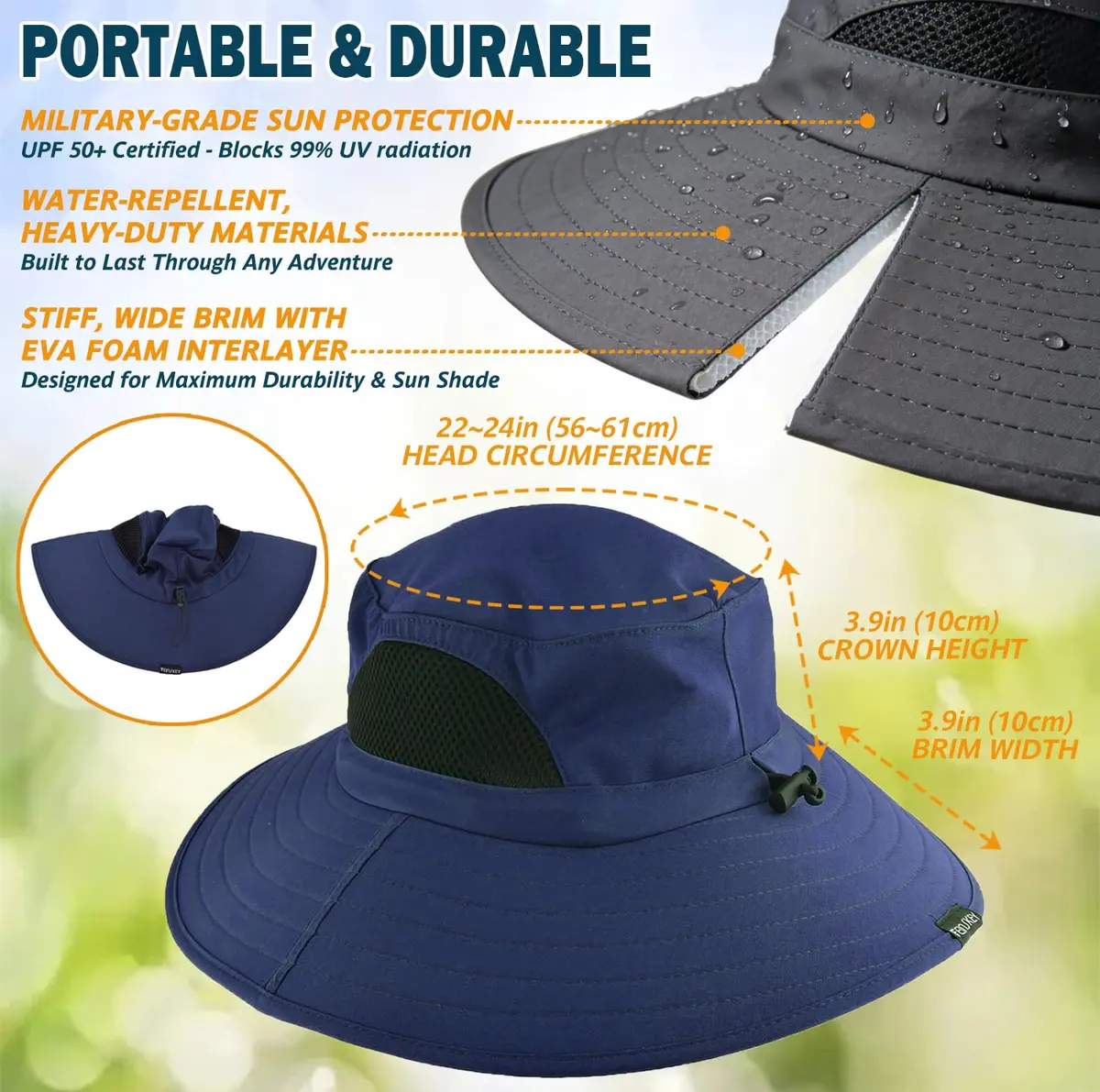 EINSKEY Wide Brim Sun Hat, UPF 50+ UV Protection Waterproof Packable Bucket Hat for Men & Women - view 6