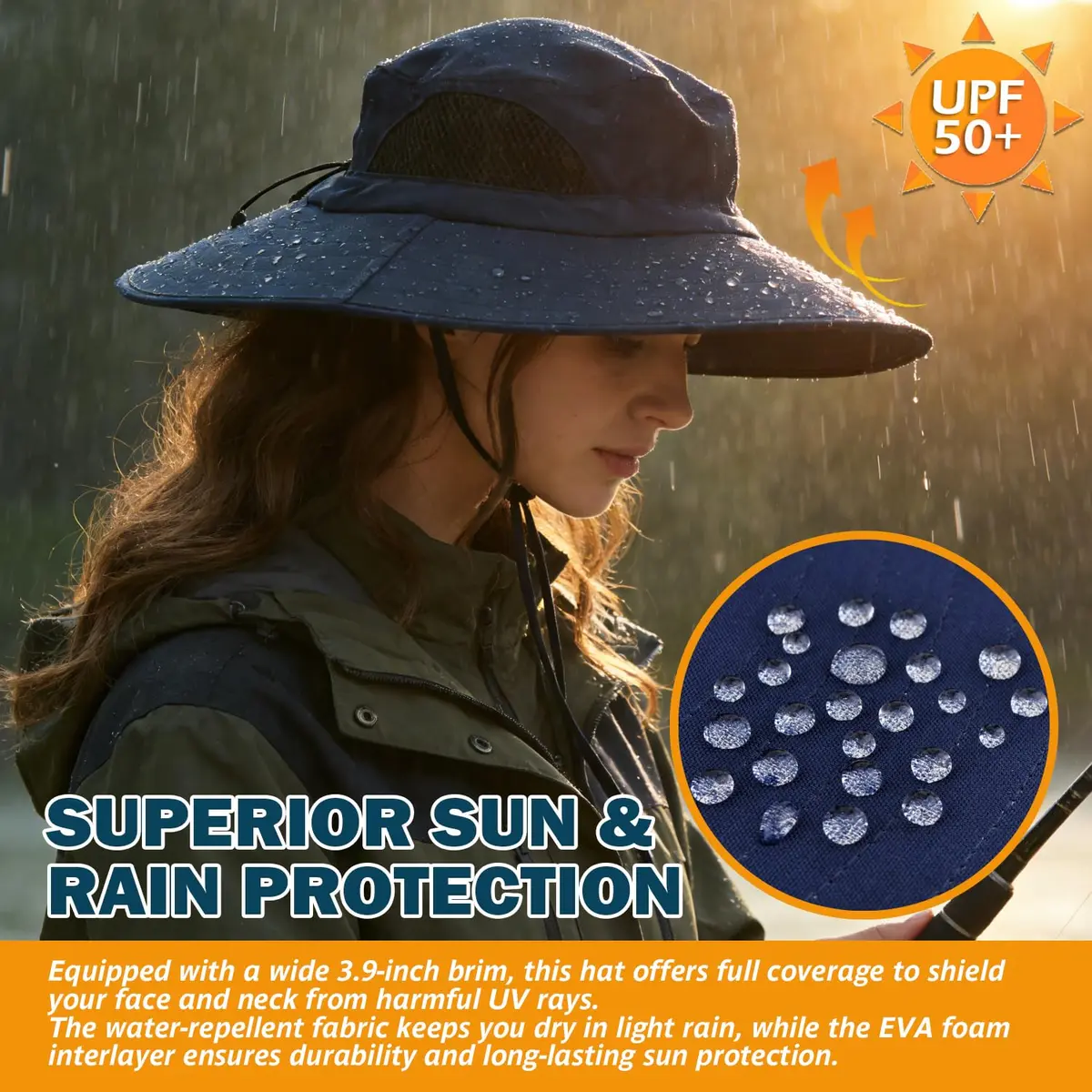 EINSKEY Wide Brim Sun Hat, UPF 50+ UV Protection Waterproof Packable Bucket Hat for Men & Women - view 3