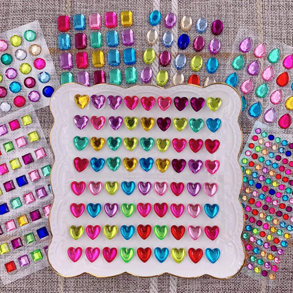 Elwish 365pcs Multicolored Jewel Stickers | Assorted Shapes & Sizes for Crafts - view 8
