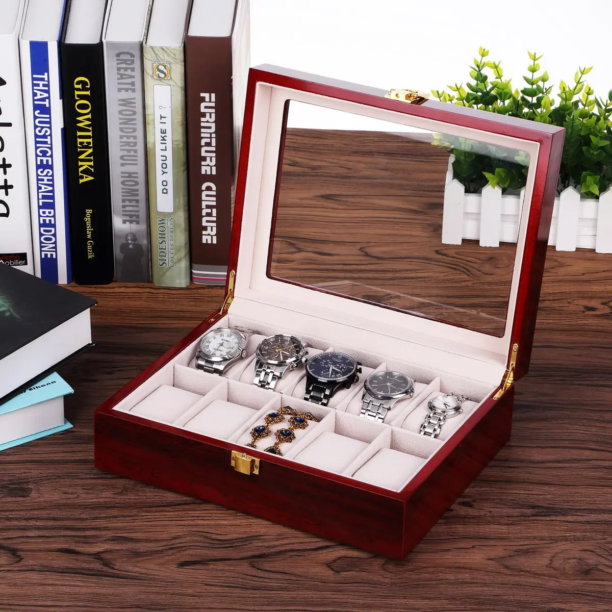 Uten Watch Box 10 Slots | Solid Wood Jewelry Organizer for Men & Women - view 3