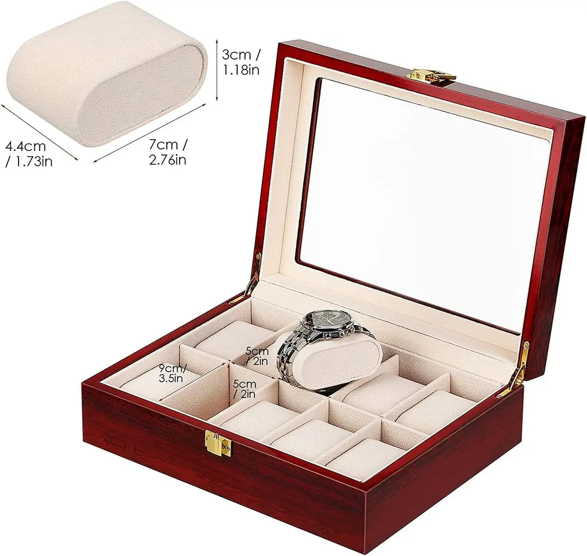 Uten Watch Box 10 Slots | Solid Wood Jewelry Organizer for Men & Women - view 4