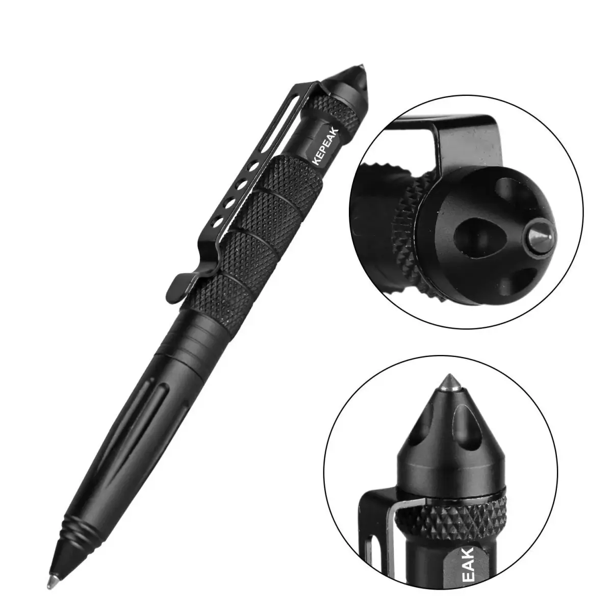 KEPEAK Military Tactical Pen, Professional Self Defense Pen, Emergency Glass Breaker Pen - Tungsten Steel, Writing EDC Survival Tool with 6 Refills | 15.0 cm (5.9 Inch) - view 3