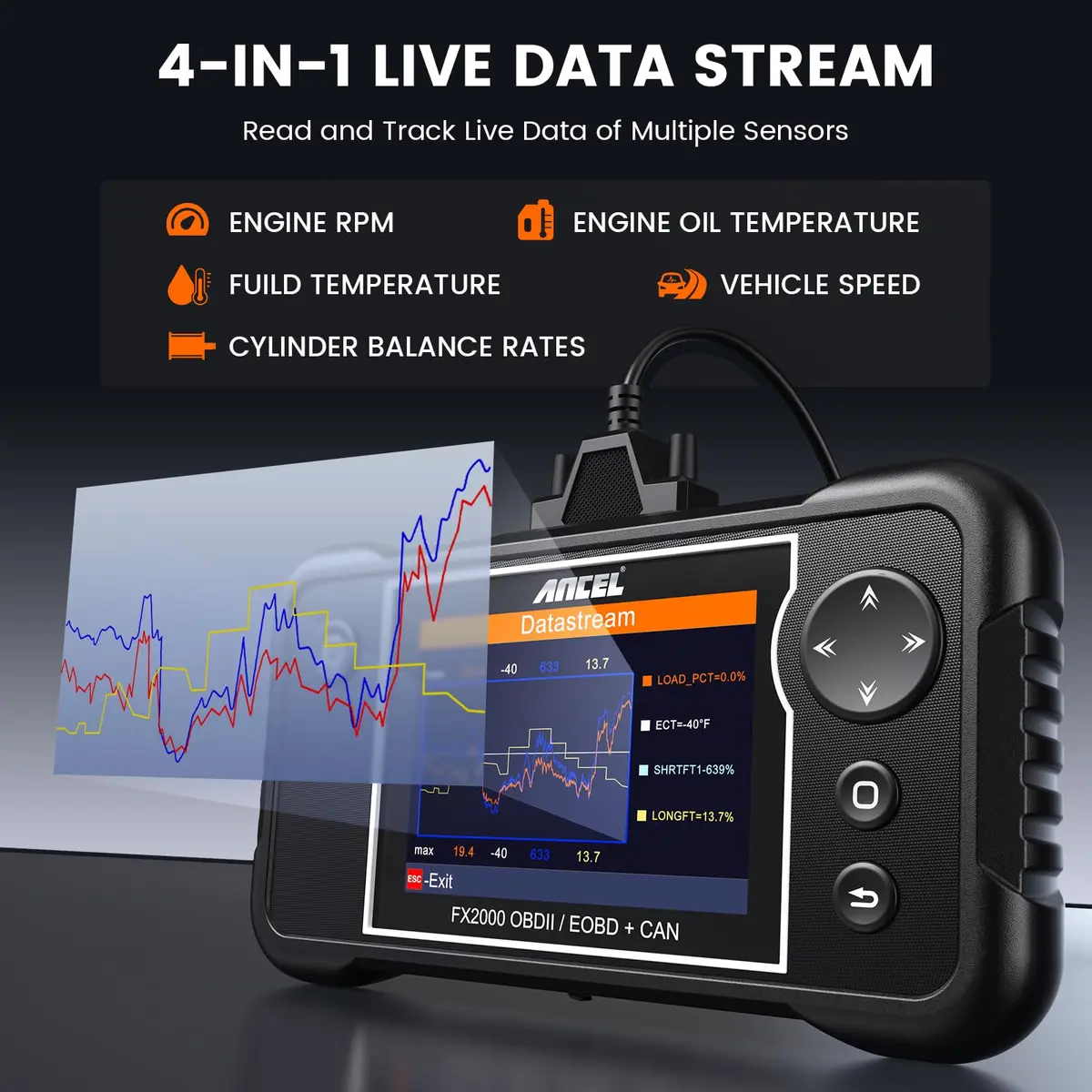 ANCEL FX2000-US OBD2 Scanner, 4-System Car Diagnostic Tool with Live Data | Deep Vehicle Diagnostics for DIY Drivers - view 6