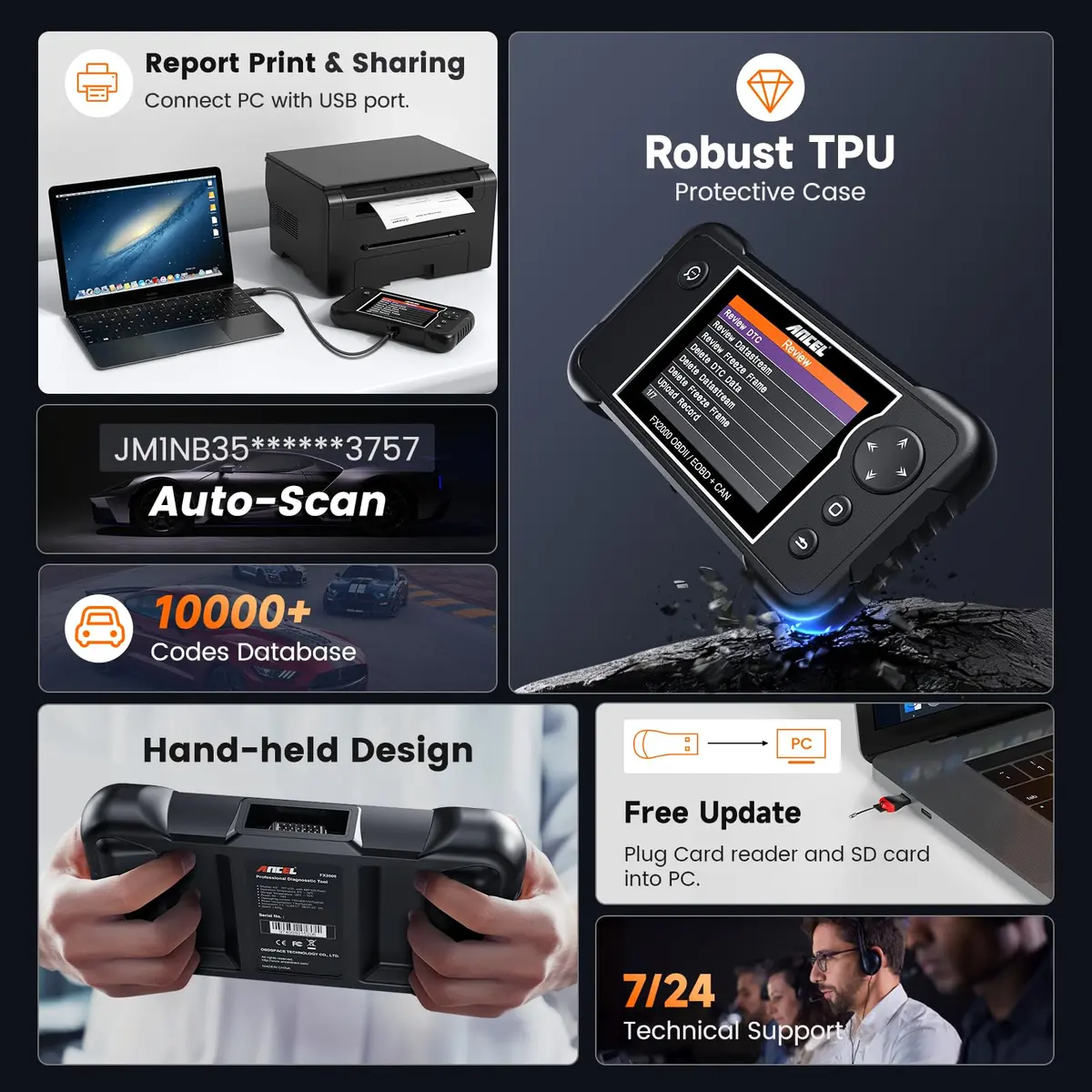 ANCEL FX2000-US OBD2 Scanner, 4-System Car Diagnostic Tool with Live Data | Deep Vehicle Diagnostics for DIY Drivers - view 7