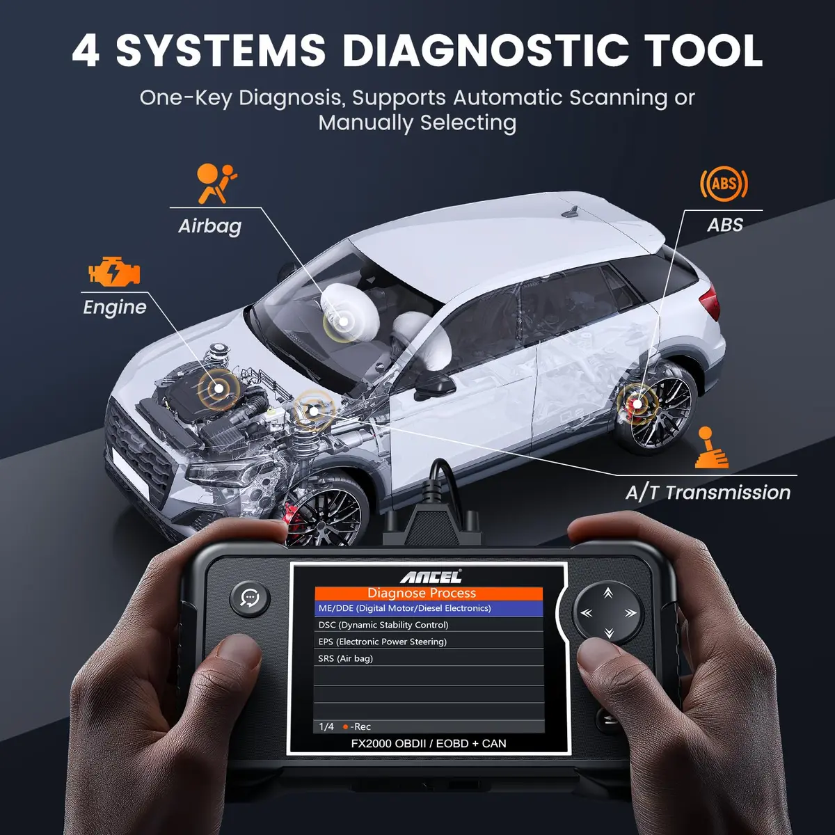 ANCEL FX2000-US OBD2 Scanner, 4-System Car Diagnostic Tool with Live Data | Deep Vehicle Diagnostics for DIY Drivers - view 2