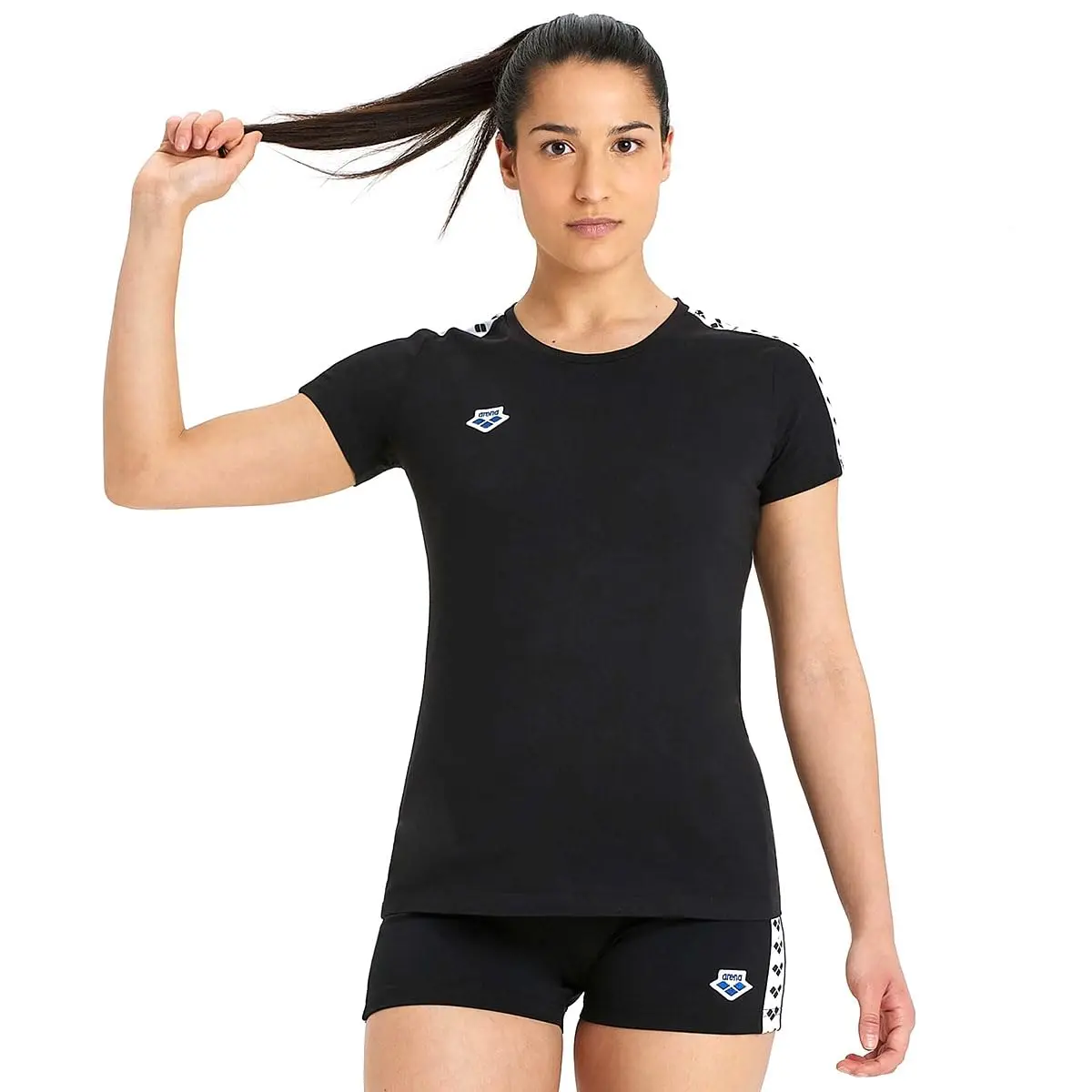 ARENA Women's Team T-Shirt XX-Small Black/White/Black | Slim Fit Cotton Casual Tee for Beach & Gym - main product image
