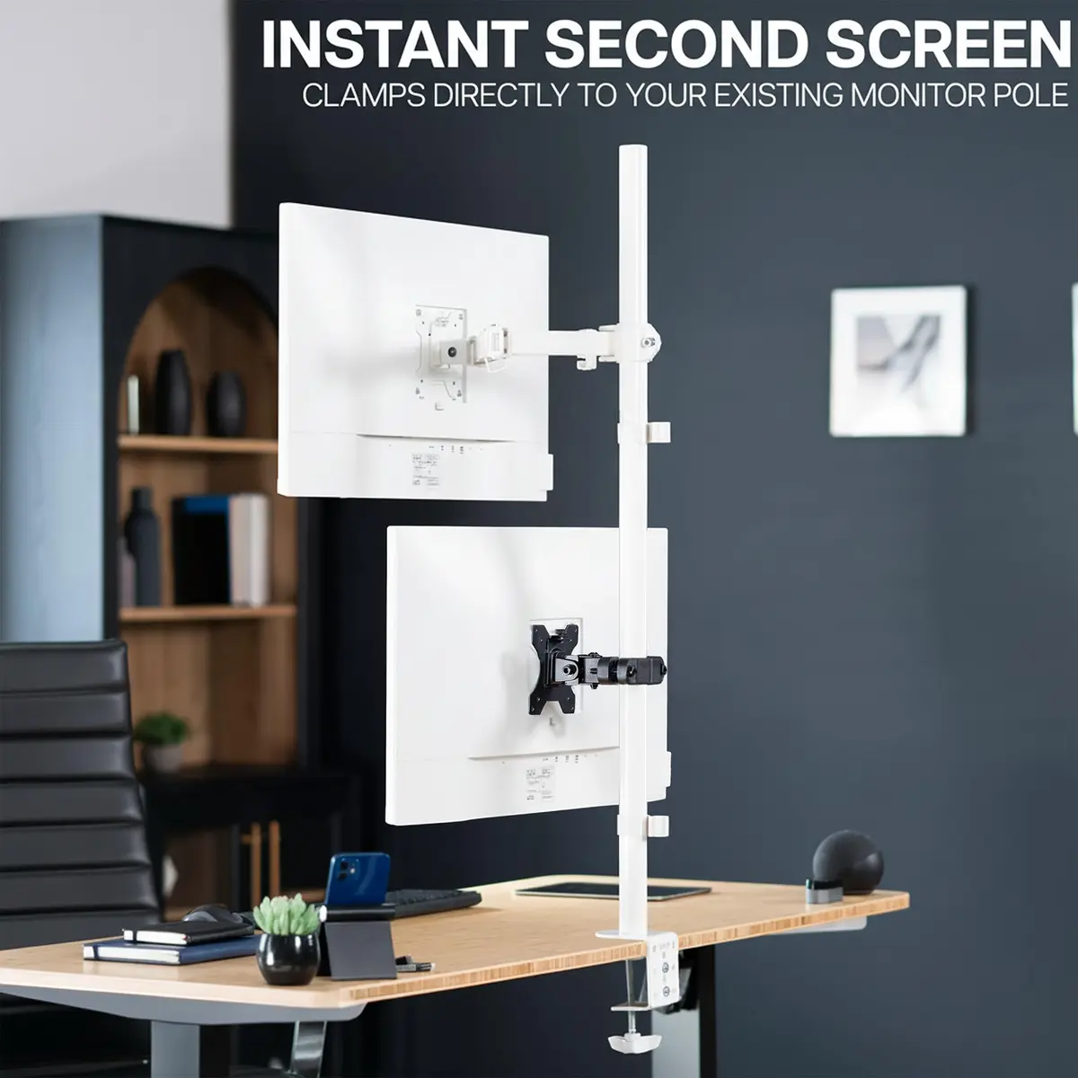 VIVO Steel Universal Bracket Pole Mount with Removable VESA Plate, Fits 13-30 inch Screens, 10 kg Capacity | Full Motion Articulation - view 6