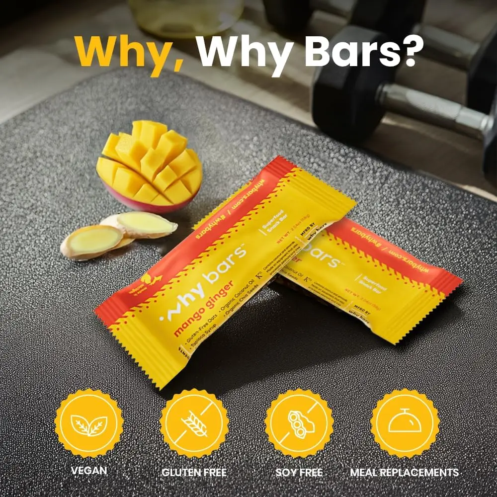 WHY BARS Mango Ginger Protein Snack Bars, 2.04 oz (12 Pack) | Organic, Vegan, Gluten-Free, Non-GMO - view 5