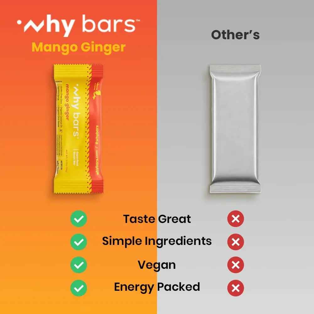 WHY BARS Mango Ginger Protein Snack Bars, 2.04 oz (12 Pack) | Organic, Vegan, Gluten-Free, Non-GMO - view 6