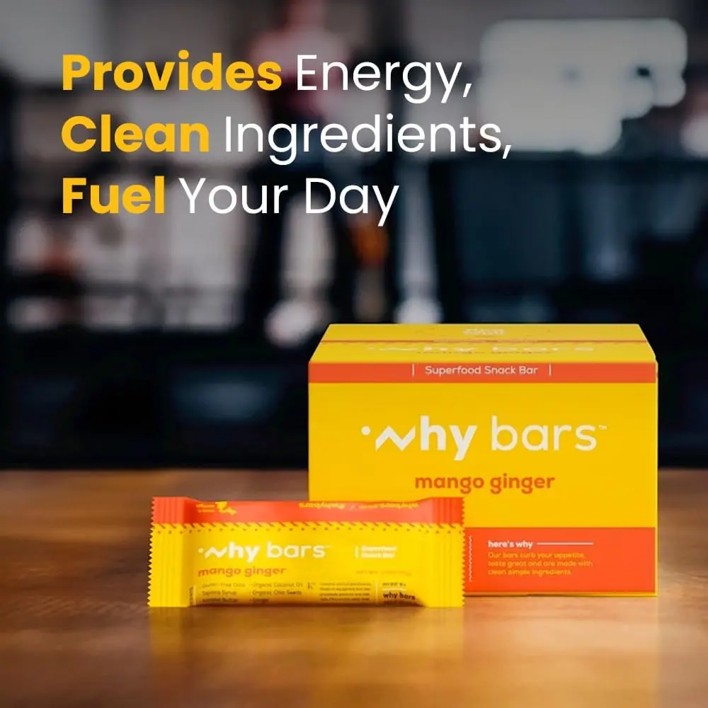 WHY BARS Mango Ginger Protein Snack Bars, 2.04 oz (12 Pack) | Organic, Vegan, Gluten-Free, Non-GMO - view 4