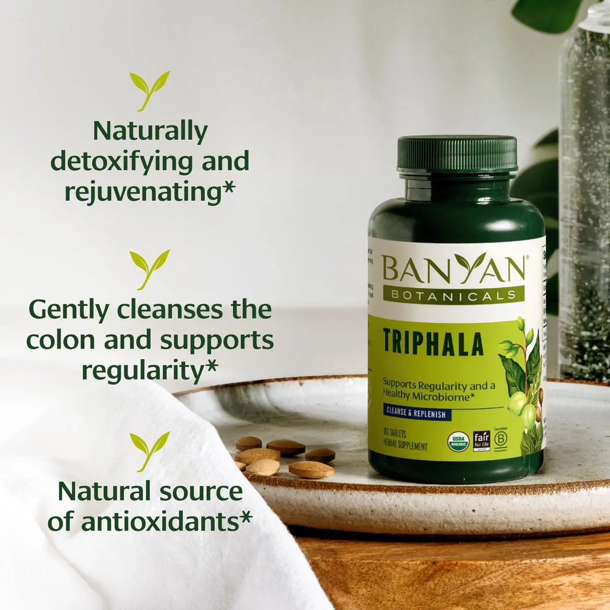Banyan Botanicals Triphala Tablets 180 Count | Gentle Detox & Digestive Support in India - view 2
